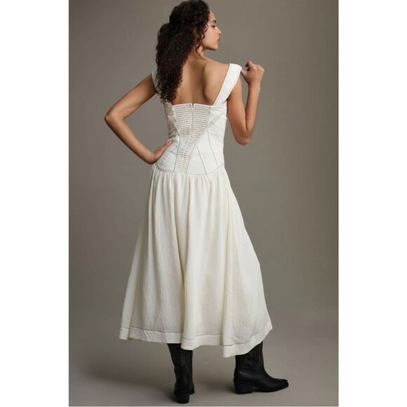 NEW Anthropologie Sleeveless Twofer Square-Neck Dropwaist Corset Dress Small - Picture 2 of 4